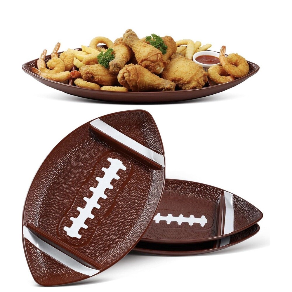 3 Pcs Football Serving Trays, Large Reusable Football Snack Trays. NEW